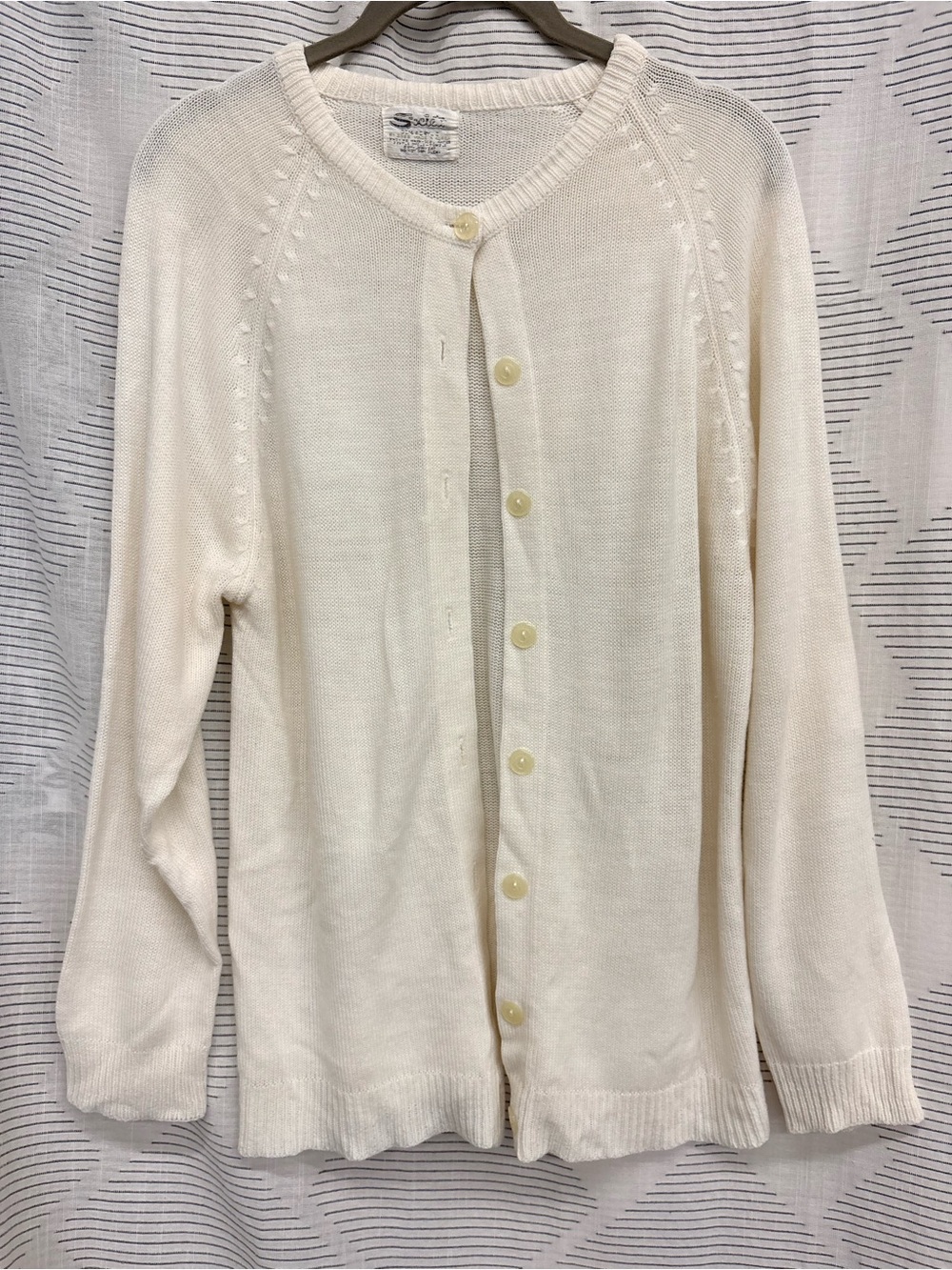 Vintage 80’s Society Cream Button-Front Knit Cardigan